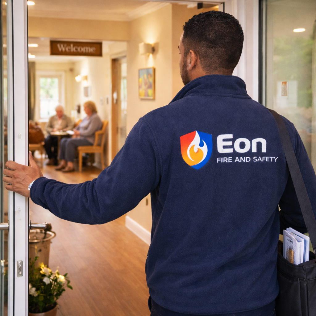 Fire risk assessor entering care home