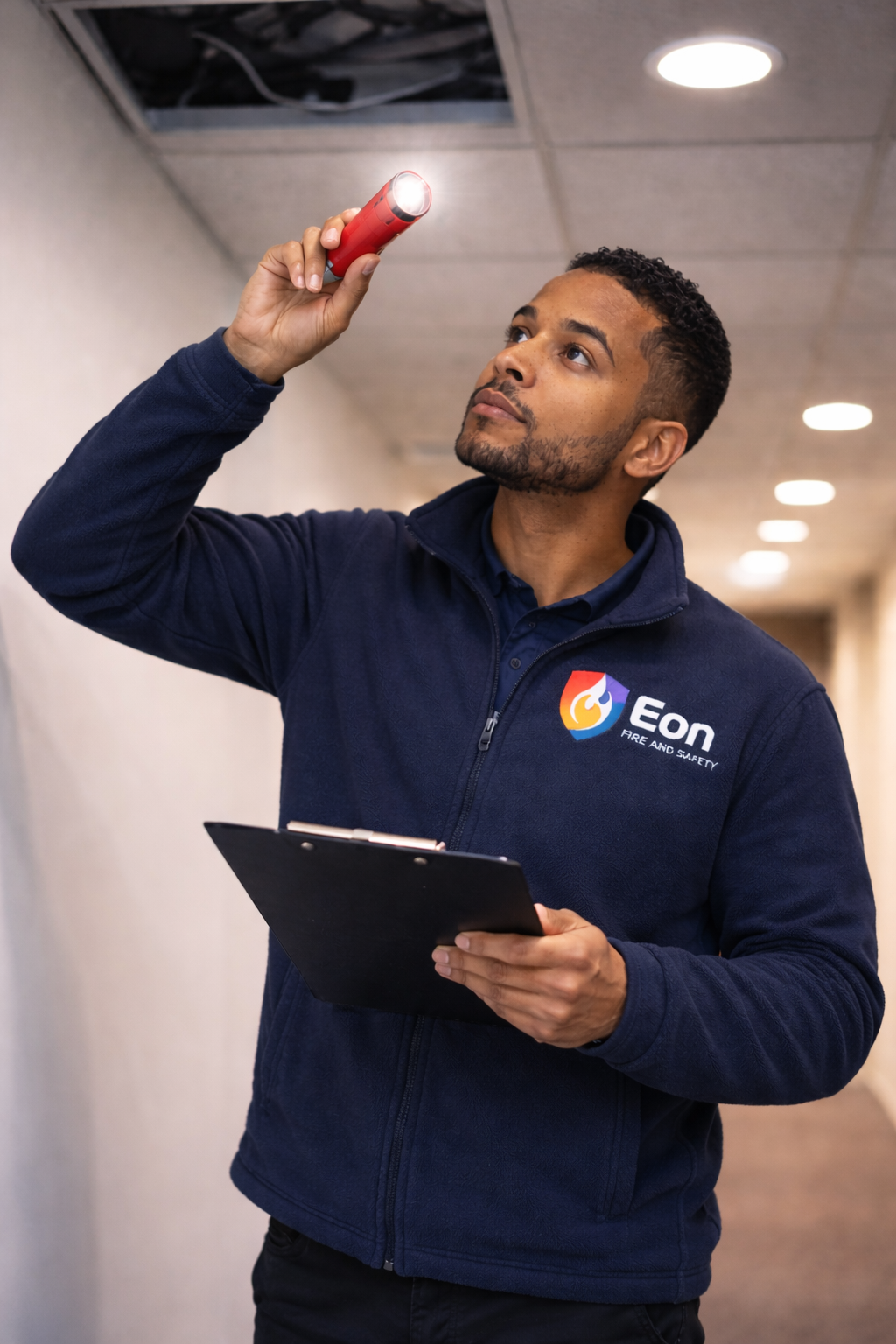 Man doing fire risk assessment