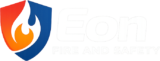 Eon Fire and Safety Logo white text